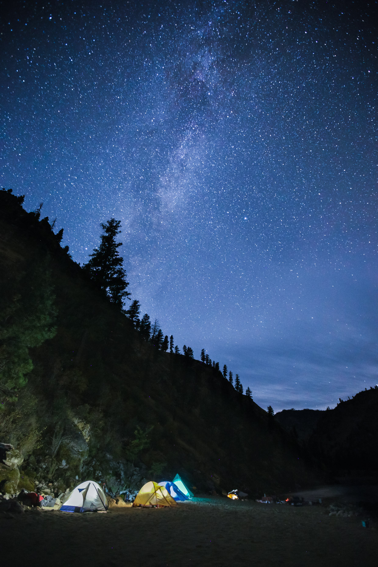 Stars over camp along the Salmon River